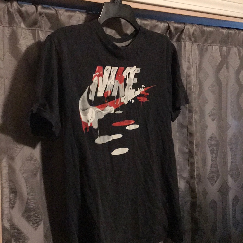 Black Nike Tee with Red White andd Grey Logo